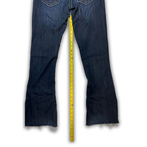 Seven 7 Bootcut Jeans Dark Wash Denim Size 28 Raw Hem Distressed Womens Casual C - Picture 6 of 7